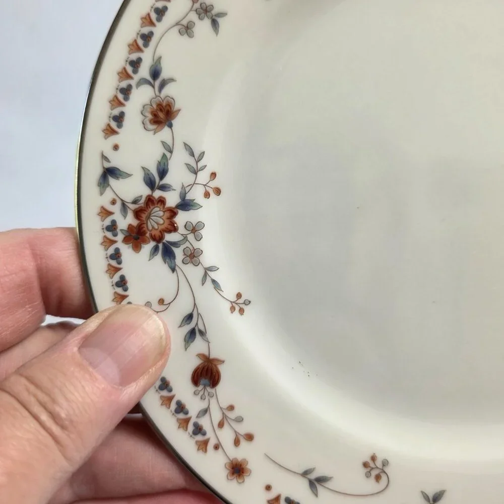 THREE Noritake Adagio Salad Plates Ivory with Floral Spray on Rim